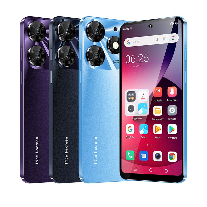 6.5 Inch 64GB Fingerprint Unlock Android Smartphone 4G LTE Global Version Dual SIM HD Screen GPS Gaming Features EU Plug Phone